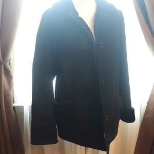 Gallery Genuine Leather Blk Coat w/ Faux Fur Trim